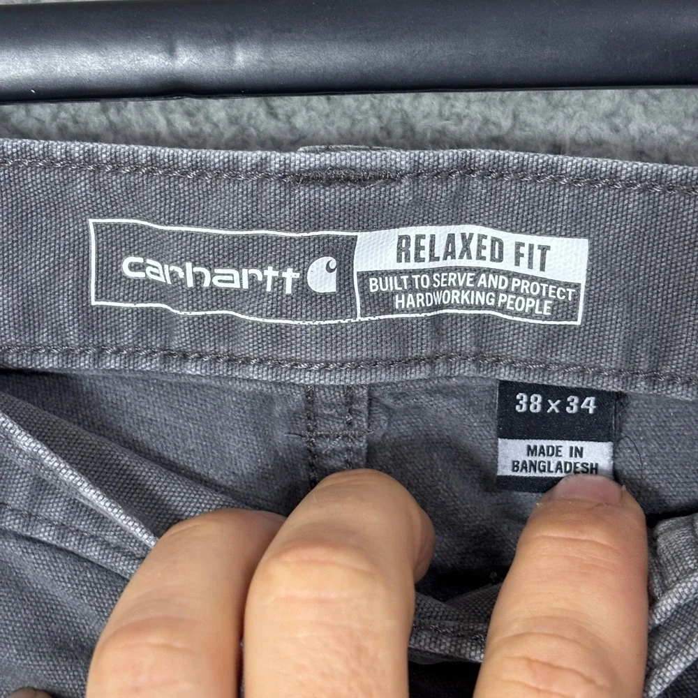 Carhartt Mens Relaxed Fit Canvas Work Pants Gray 38x34 (Measures 38x31) Utility